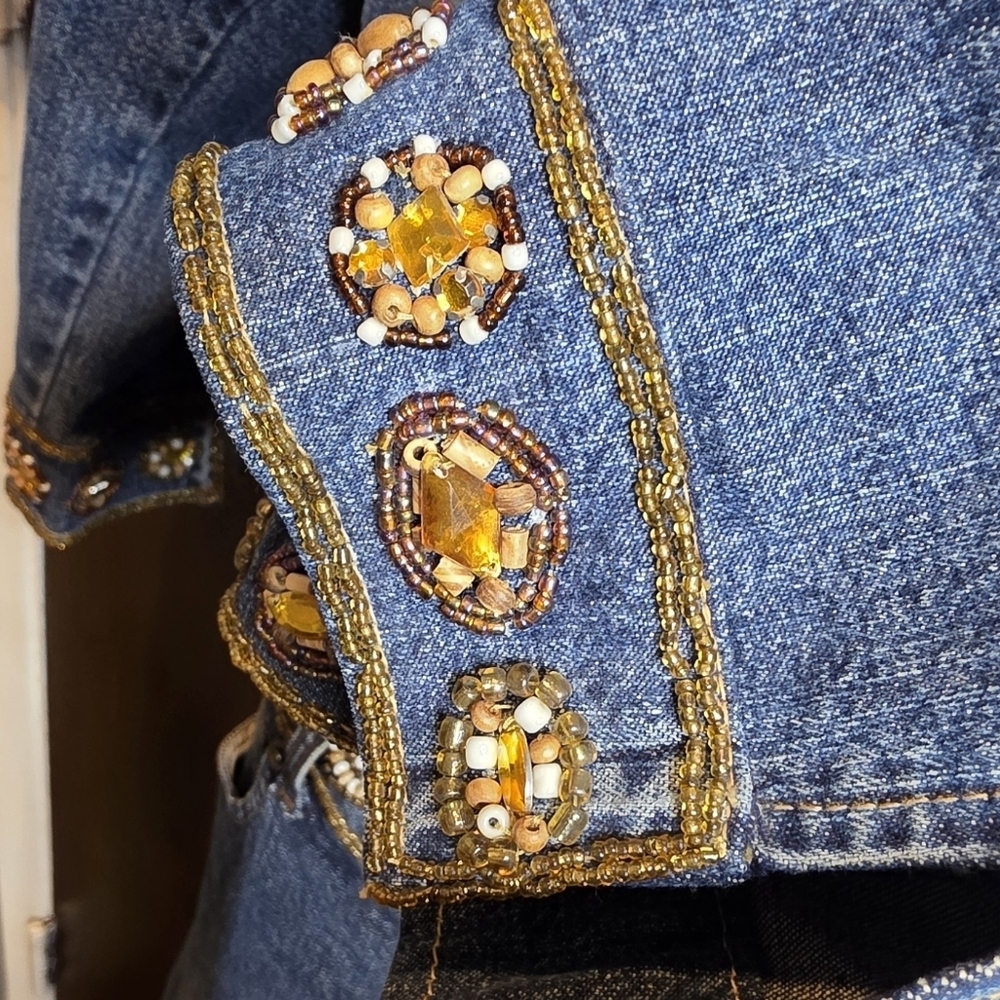 535 Haven Bleu Embellished Beaded Denim Set - Jacket & Pants - Picture 4 of 10